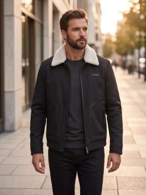 Urban-Luxe-Black-Shearling-Aviator-Jacket 1
